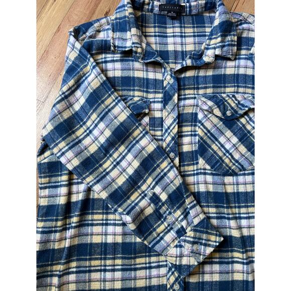 Sanctuary Womens Soft Plaid Flannel Boyfriend Button Down Shirt Plus Size 1X - Picture 4 of 14